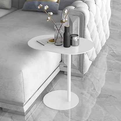 C-Shaped Side Table, Iron End Table for Couch Sofa and Bed, Small Metal White Side Tables for Living Room Bedroom (White, High-24.8in/63cm)