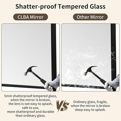 Matte Black Mirror, 30x36 Inch Aluminum Framed Rectangle Mirror, Anti-Rust, Tempered Glass, Square Corner Wall Mirror for Over Sink, Vanity, Bedroom, Entryway, Horizontal/Vertical