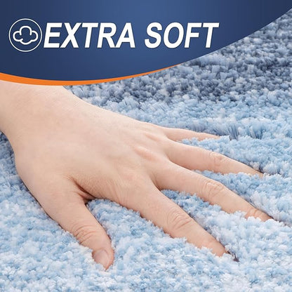 OLANLY Bathroom Rugs Mat 34x21, Extra Soft Absorbent Microfiber Bath Rugs, Rubber Backing, Quick Dry, Machine Washable Bath Mats for Bathroom Floor, Tub and Shower, Home Decor Accessories, Blue