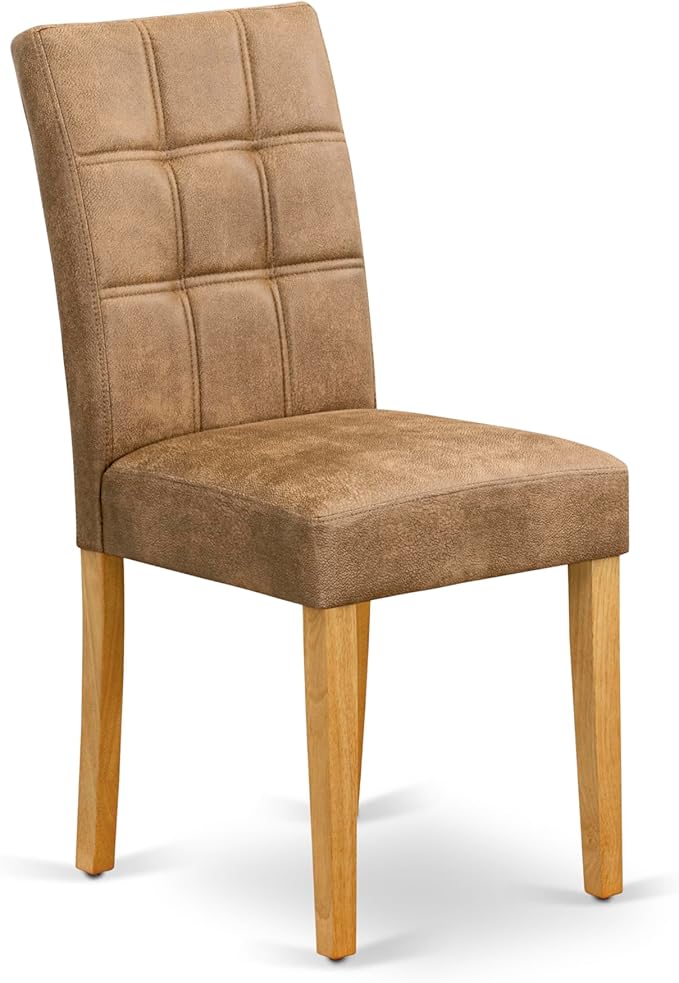 East West Furniture ANAS5-OAK-28 5 Piece Mid Century Dining Set Includes A Dinning Table and 4 Brown Textured Polyester Fabric Padded Chairs, Oak