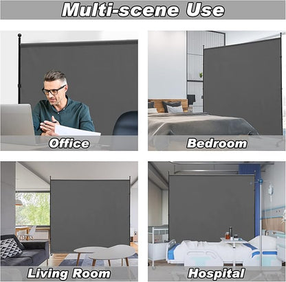 6FT Single Panel Room Divider with Wheels,Rolling Fabric Room Dividers for Partition Privacy Screens,Freestanding Wall Divider for Home Office,Restaurant,Hospital(Grey)