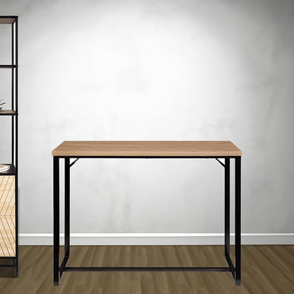 AC Pacific Bali Coastal Modern Narrow Console Table for Entryway, Hallway Decor, and Small Spaces, Compact Living Room Furniture with Natural Wood Top and Black Metal Legs, 39" Long