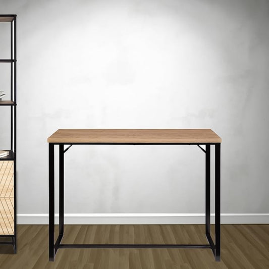 AC Pacific Bali Coastal Modern Narrow Console Table for Entryway, Hallway Decor, and Small Spaces, Compact Living Room Furniture with Natural Wood Top and Black Metal Legs, 39" Long