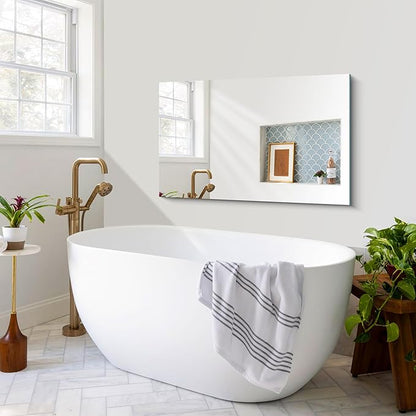 Frameless Mirror, 24x40 Inch Rectangle Bathroom Mirrors for Wall, Upgraded Shatterproof Large Vanity Mirror Over Sink with Polished Edge for Bathroom, Bedroom, Living Room and Entryway