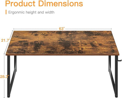 Coleshome 63 Inches Computer Desk, Modern Desk for Home Office, Vintage