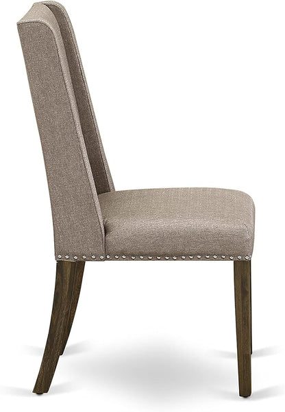 East West Furniture X797FL716-7 7 Piece Dining Table Set Consist of a Rectangle Kitchen Table with X-Legs and 6 Dark Khaki Linen Fabric Upholstered Chairs, 40x72 Inch, Multi-Color