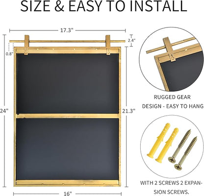 16x24 Inch Rectangle Bathroom Vanity Mirror for Wall Mounted Over Sink Farmhouse Rustic Matte Brushed Gold Barn Door Mirrors Foyer Entryway Decor