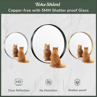 TokeShimi 40 Inch Round Gold Bathroom Mirror for Wall with Non-Rusting Aluminum Alloy Brushed Matte Metal Frame for Modern Minimalist Farmhouse Home Decor