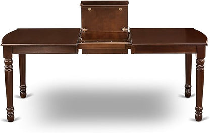 East West Furniture DODA5-MAH-W 5 Piece Dining Room Furniture Set Includes a Rectangle Wooden Table with Butterfly Leaf and 4 Kitchen Dining Chairs, 42x78 Inch, Mahogany