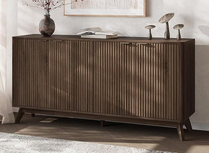 Buffet Cabinet with Storage, Fluted Multifunctional Storage Cabinet with 4 Doors, Sideboard Cabinet with Doors Modern Buffet Table Accent Coffee Bar Console Table,fluted buffet cabinet