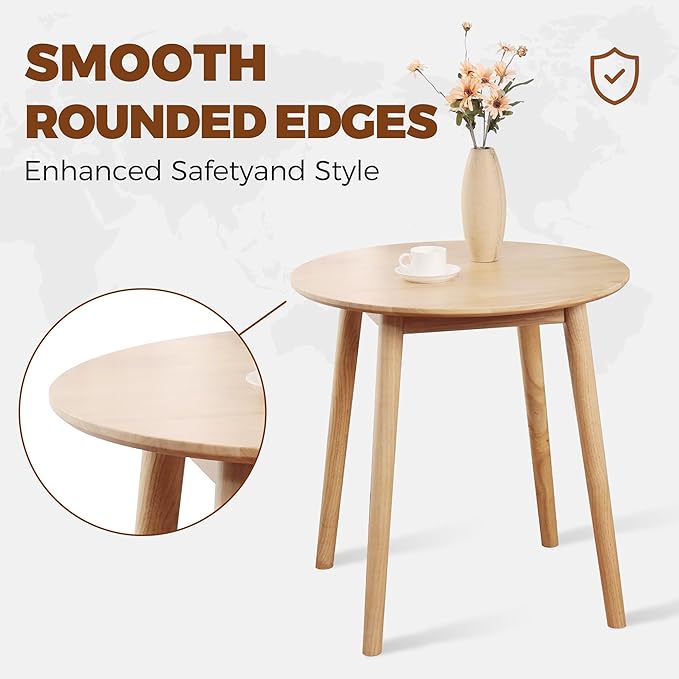 28.3" Small Round Dining Table for 2,Wooden Space-Saving Kitchen Dinner Table Rustic Wood Dining Table Mid Century Modern Kitchen Table