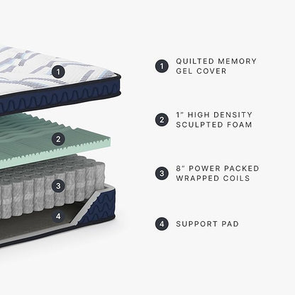 Signature Design by Ashley Twin Size Stack 12 Inch Hybrid Medium Plush Cooling Gel Infused Memory Foam Mattress for Pressure Relief, Fiberglass Free, Mattress in A Box