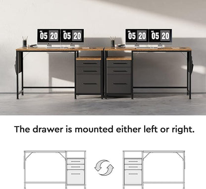 Ｍａｉｈａｉｌ Maihail Computer Desk with Drawers, 47 Inch Desk with 2 Drawers and Shelves, Office Table with Storage, Home Office desks, Metal Frame for PC Laptop, Rustic Brown