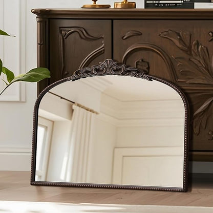 Micasso Bronze Vintage Wall Mirror: 24"x 32" French Baroque Antique Arched Wall Mounted Mirror - Traditional Ornate Decorative Entryway Mirror for Home Decor/Entryway/Fireplace/Living Room/Hallway