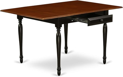 East West Furniture MZDA5-BCH-W 5 Piece Dining Room Furniture Set Includes a Rectangle Kitchen Table with Dropleaf and 4 Dining Chairs, 36x54 Inch, Black & Cherry