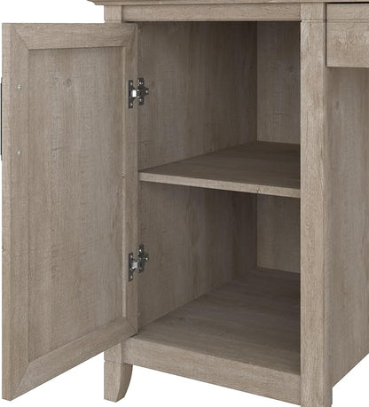 Bush Furniture Key West Computer Desk Farmhouse PC Table for Home Office, 54W w/Storage, Washed Gray