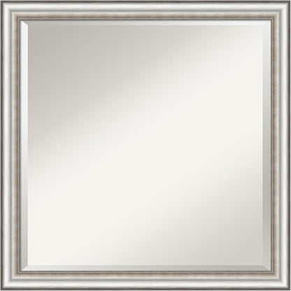 Amanti Art Silver Bathroom Mirror for Over Sink, 23x23 Salon Silver Narrow Square Vanity Mirror, Medium Traditional Frame, Hangs Horizonally and Vertically, Bathroom Wall Decor, Beveled Edge