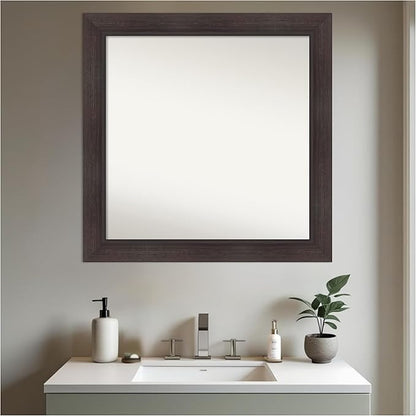 Amanti Art Brown Bathroom Mirror for Over Sink, 32x32 Sloped Espresso Square Vanity Mirror, Large Modern Contemporary Frame, Hangs Horizonally and Vertically, Bathroom Wall Decor, Non-Beveled Edge