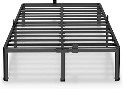 MAF 16 Inch King Size Bed Frame with Round Corner Legs Mattress Slide Stopper No Box Spring Needed Heavy Duty Metal Platform Bed Frames Under-Bed Storage Space, 3000 LBS Steel Slats Support