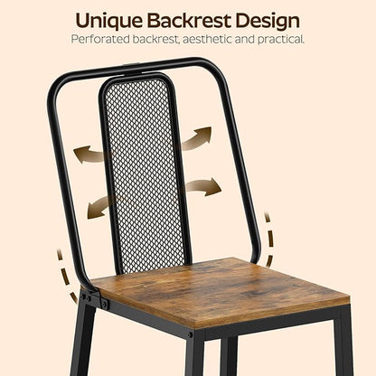 Dining Chairs Set of 2, Wooden Kitchen Chairs, Farmhouse Dining Chairs with Back Support, for Living Room, Kitchen, Rustic Brown and Black CY01L2BRN1