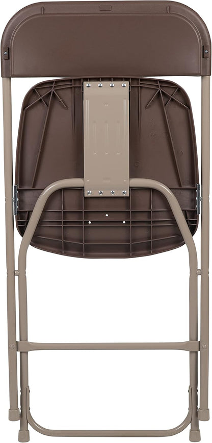 Flash Furniture Hercules Series Plastic Folding Chair - Brown - 4 Pack 650LB Weight Capacity Comfortable Event Chair-Lightweight Folding Chair
