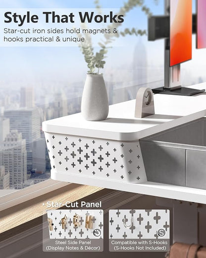 55x24 Inch Standing Desk with Double Drawers, C-Clamp Mount Compatible, Electric Adjustable Height Computer Stand Up Desks, Home Office Sit Stand Table with 3 Preset Heights & 2 Hooks, White