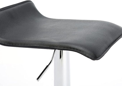 NOBPEINT Contemporary Chrome Air Lift Adjustable Swivel Bar Stool, Set of 2, Black