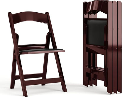 Flash Furniture Hercules Series Folding Chairs for Weddings and Formal Events, Stackable Commercial Event Seats with 1,000-lb. Static Weight Capacity, Set of 4, Red Mahogany