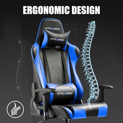 GTRACING Gaming Chair Racing Office Computer Ergonomic Video Game Chair Backrest and Seat Height Adjustable Swivel Recliner with Headrest and Lumbar Pillow Esports Chair (NavyBlue)