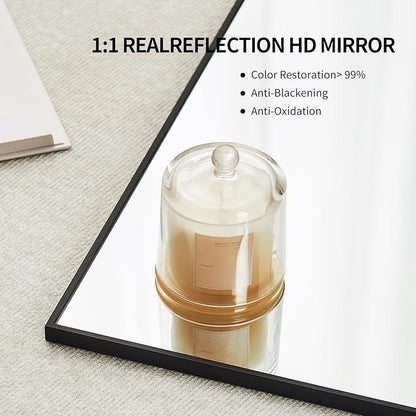 Black Bathroom Mirror for Wall, Rectangle Mirrors with Metal Frame, Modern Vanity Wall Mirror Decor for Entryway Hangs, Bathroom Living Room Horizontal or Vertical (Black, 30" L x 24" W)