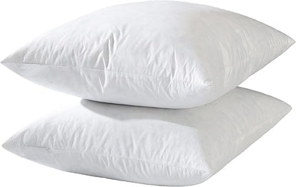 22x22 Decorative Throw Pillow Inserts-Down Feather Pillow Inserts-Square-Cotton Fabric-Set of 2-White.