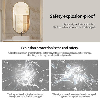LAIYA 48x24inch Oval Wall Bathroom Mirror with Golden Aluminum Frame,Wall Mounted Oval Vanity Mirrors， Explosion-Proof Glass, Waterproof Design, Easy Installation，Horizontally/Vertically