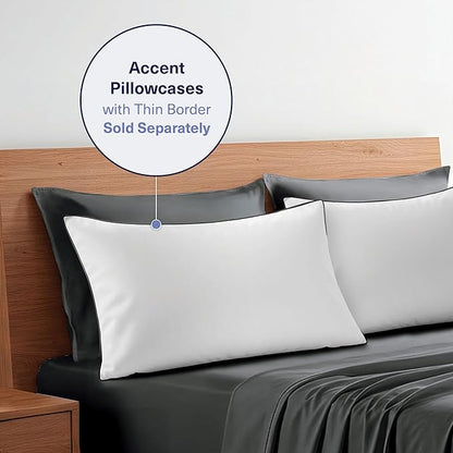 Kickoff Viscose Bamboo Sheets Twin Size 3-pc 100% Organic Bamboo Viscose Bed Cooling Sheets Twin Size Set Cool Bedding for hot Sleepers Sheet, Flat, Fitted, Pillowcase (Pewter, T)