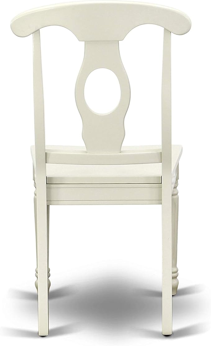 East West Furniture VAKE5-LWH-W 5 Piece Kitchen Table Set for 4 Includes an Oval Dining Room Table with Butterfly Leaf and 4 Solid Wood Seat Chairs, 40x76 Inch, Linen White