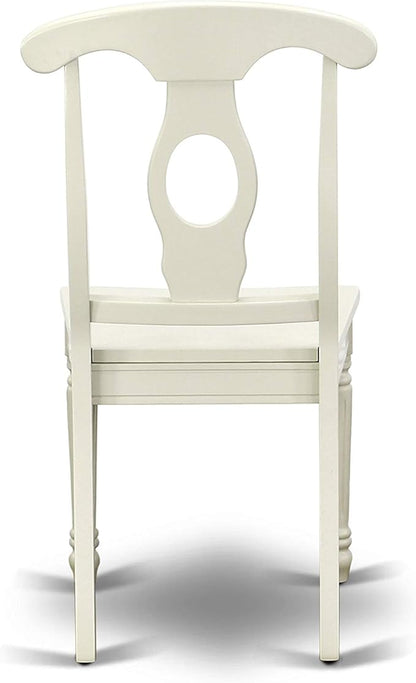 East West Furniture VAKE5-LWH-W 5 Piece Kitchen Table Set for 4 Includes an Oval Dining Room Table with Butterfly Leaf and 4 Solid Wood Seat Chairs, 40x76 Inch, Linen White