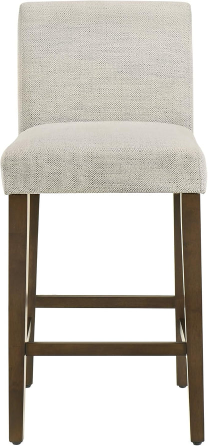 CHITA Counter Height Bar Stools Set of 3, 27" H Seat Height Upholstered Barstools, Fabric in Ivory