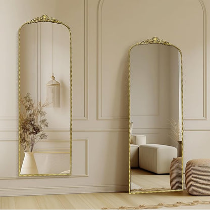 G-LEAF Vintage Full Mirror 22"X65", Victorian Antique Baroque Mirror with Brush Gold Ornate Metal Frame for Fireplace Entryway Living Room Hallway Bathroom