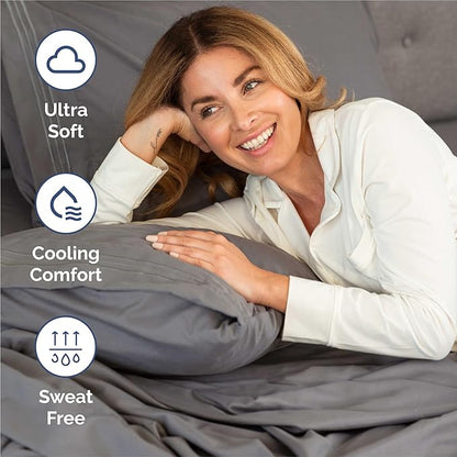 King Size 4 Piece Sheet Set - Comfy Breathable & Cooling Bed Sheets Set - Hotel Luxury Bedding for Women, Men, Kids, Teens, Boys & Girls - Deep Pockets, Ultra-Soft, Wrinkle Free - Oeko-Tex - Dark Grey