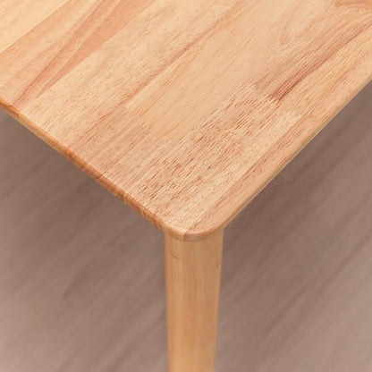 Rectangular Kitchen Solid Wood Dining Table 46.8 inches Legs Sturdy Natural Rubber Wood and Walnut Color (Natural Oak)