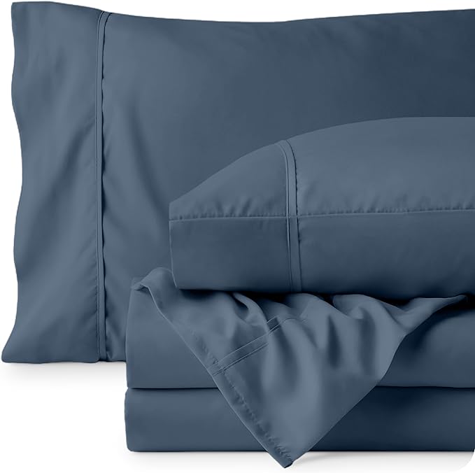 Bare Home Full Sheet Set - Luxury 1800 Ultra-Soft Microfiber Full Bed Sheets - Double Brushed - Deep Pockets - Easy Fit - 4 Piece Set - Bedding Sheets & Pillowcases (Full, Bering Sea)
