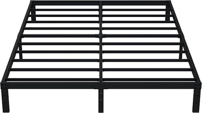 EMODA 10 Inch California King Bed Frames Heavy Duty Metal Cal King Platform with Steel Slats Support, No Box Spring Needed, Noise Free, Black