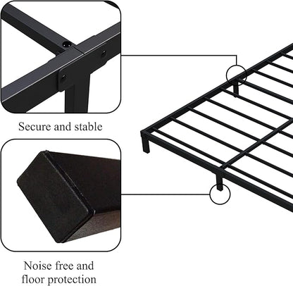 7 Inch King Bed Frame No Box Spring Need, Low Profile Metal Platform King Size Bed Frame, Heavy Duty Support Bedframes King, Easy Assembly