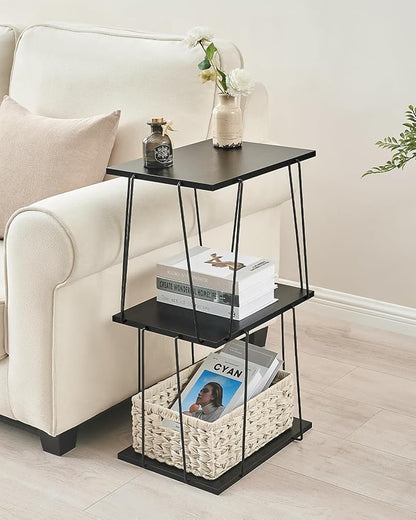 Tall Side Table, Small End Table, 29 inch High Accent Table, Bedside Table for Living Room, Bedroom and Office, Ebony Black