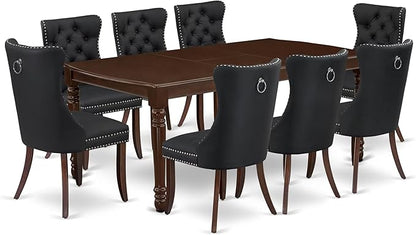 East West Furniture DODA9-MAH-12 9 Piece Kitchen Table Set Includes a Rectangle Dining Table with Butterfly Leaf and 8 Polyester Fabric Upholstered Chairs, 42x78 Inch, Mahogany