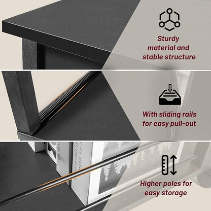 Side Table Set of 2,Side Table with Charging Station and Drawer, Narrow End Table with USB Ports and Outlets for Small Space, Living Room, Bedroom and Office, with 4 Wheels