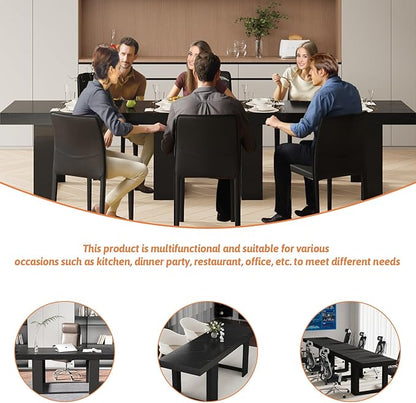 63"-78.74" Rectangular Extendable Dining Table for 6-10 People – Modern Farmhouse Wooden Kitchen Table with Brown Finish, Large Extendable Table for Dining Room or Conference Use