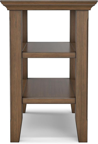 SIMPLIHOME Acadian 14-inch Wide Solid Wood Narrow End Table in Rustic Natural Aged Brown, Transitional-Style Side Table for Living Room, Bedroom, or Family Room with 2 Open Shelves