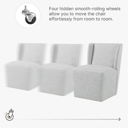 Dining Chairs with Casters Require Assembly Upholstered Wingback Single Sofa Armless Deskchair for Bedroom Waiting Room Kitchen Diningroom