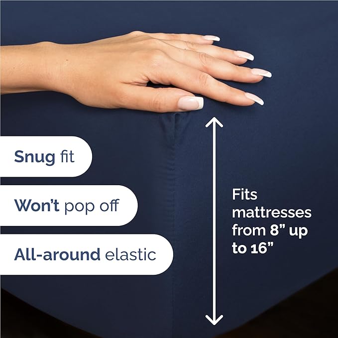 Twin XL Size 3 Piece Sheet Set - Comfy Breathable & Cooling Bed Sheets Set - Hotel Luxury Bedding for Women, Men, Kids, Teens, Boys & Girls - Deep Pockets, Soft, Wrinkle Free - Oeko-Tex - Navy Blue