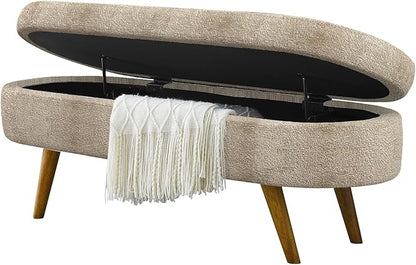 NicBex Ottoman Bench with Storage for Bedroom, 43.5" Upholstered End of Bed Bench with Rubber Wood Legs, Linen Storage Bench for Living Room or Entryway,